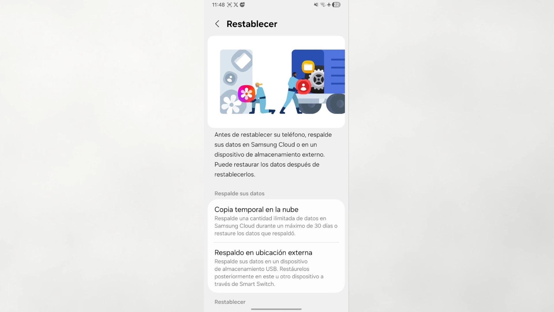 Restablecimiento de fábrica podría solucionarlo todo 