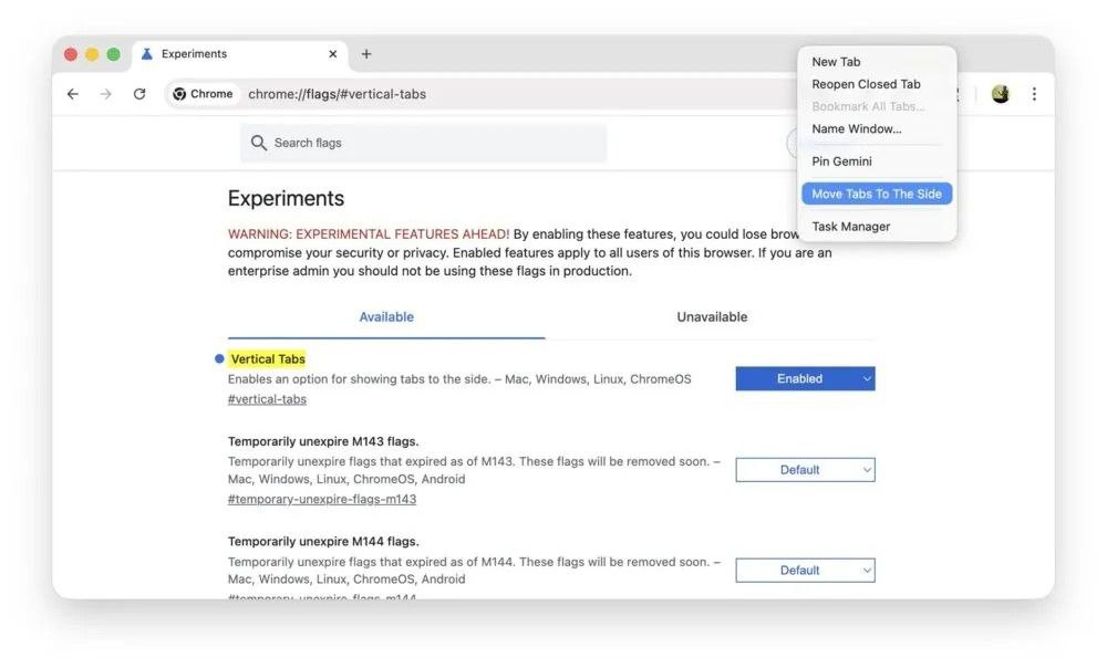 Trucos para que puedas usar las pestañas verticales en Google Chrome