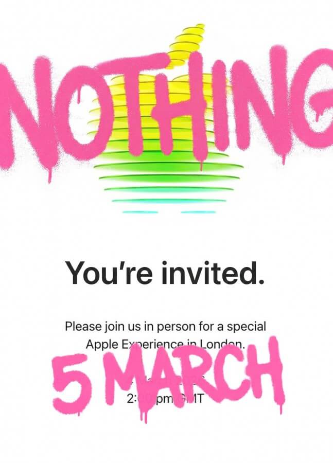 Evento de Nothing confirmado para desplazar a Apple