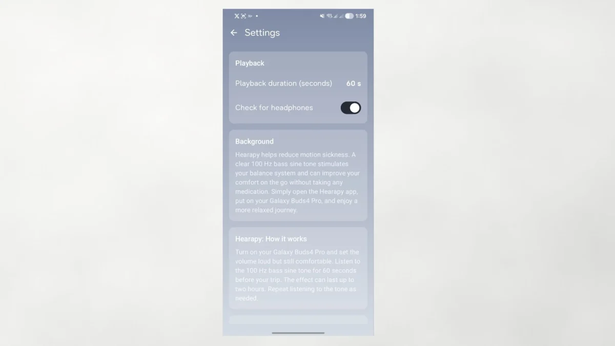 Configuraciones de Hearapy de Samsung