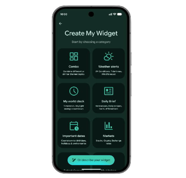 Con Gemini Intelligence podrás crear widgets