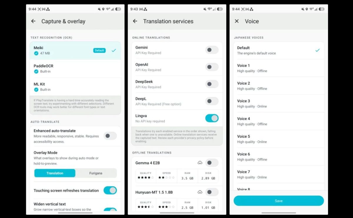 Configuración de Playtranslate, todo lo que puedes hacer