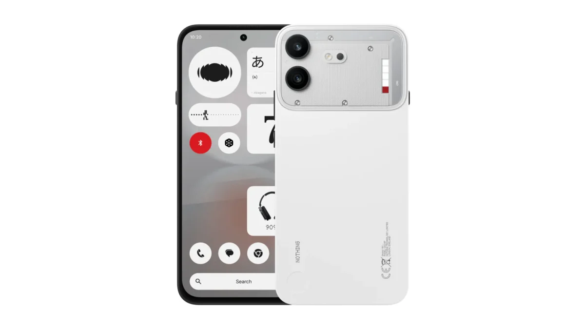 Diseño general del Nothing Phone 4b en color blanco